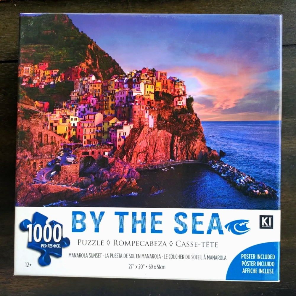 NEW SEALED 1000 piece puzzle By The Sea Cinque Terre Manarola Italy 27 x 20